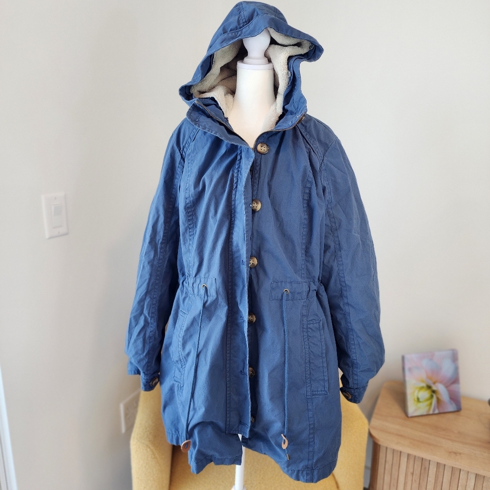 L.L. BEAN 2X 3-N-1 HOODED BARN COAT CLASSIC BLUE, Warm, layered
